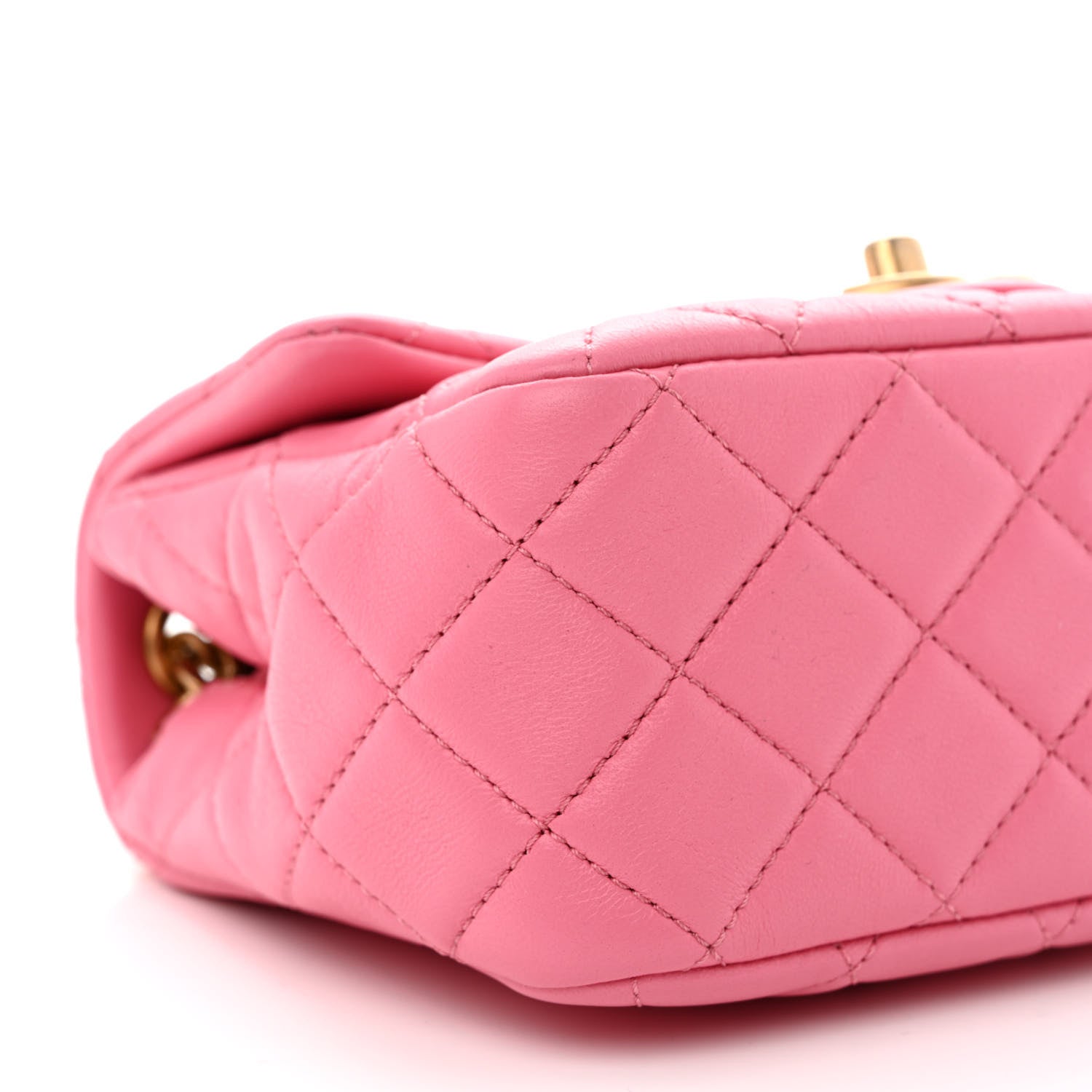 Chanel Lambskin Resin Quilted Mini Pearl Samba Square Flap Pink 9 of 11