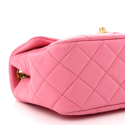 Chanel Lambskin Resin Quilted Mini Pearl Samba Square Flap Pink 9 of 11