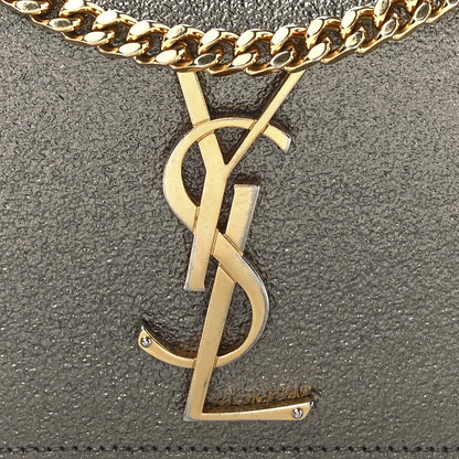 Saint Laurent Metallic Calfskin Small Classic Monogram Kate Satchel Pewter 6 of 9