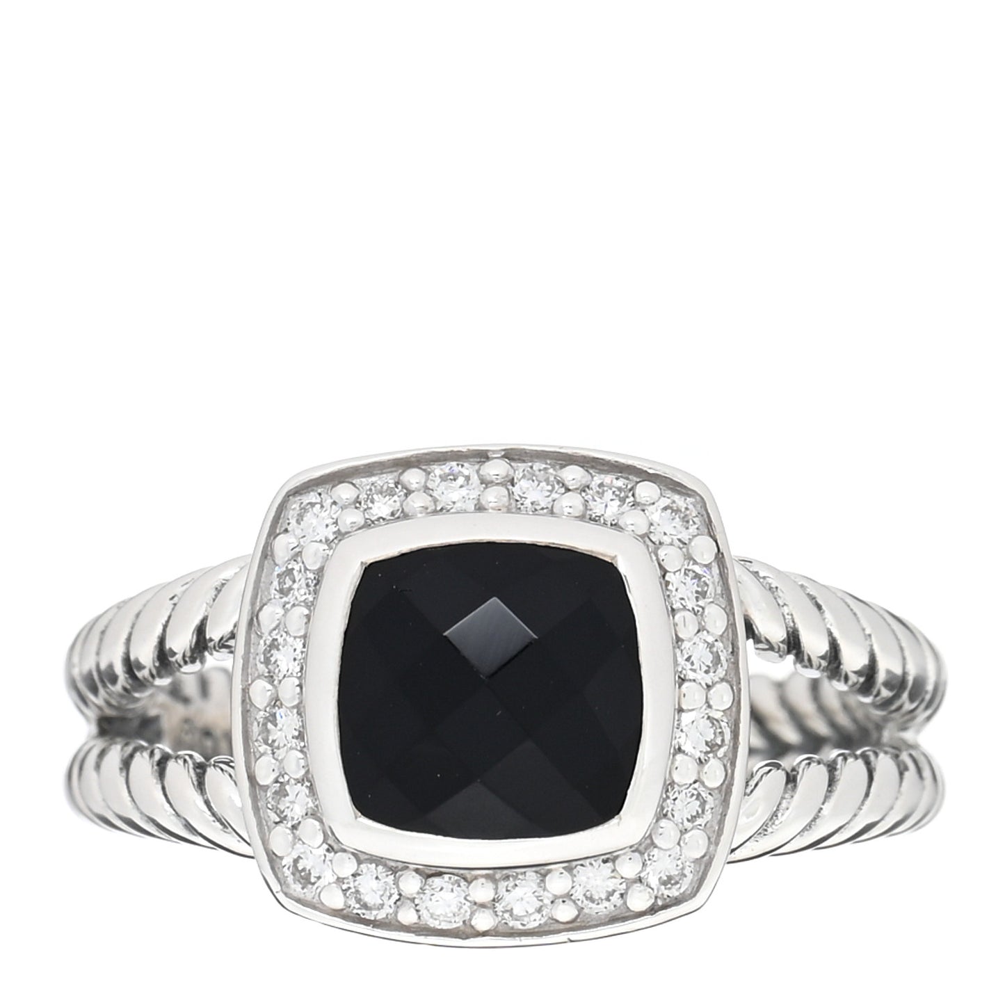 Sterling Silver Diamond Black Onyx 7mm Petite Albion Ring 49 5
