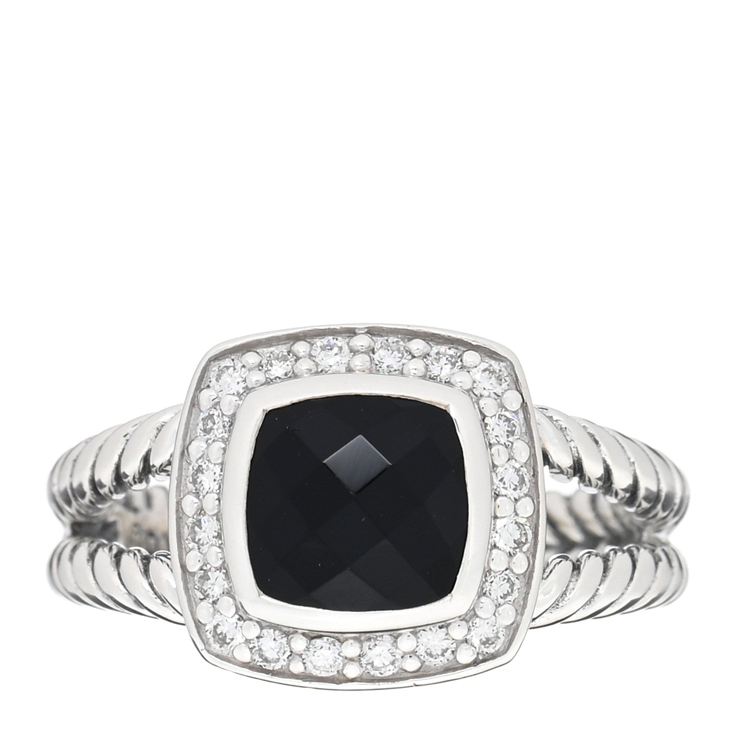 David Yurman Sterling Silver Diamond Black Onyx 7mm Petite Albion Ring 49 5 1 of 5