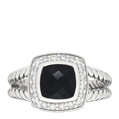 David Yurman Sterling Silver Diamond Black Onyx 7mm Petite Albion Ring 49 5 1 of 5