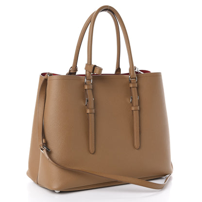 Prada Saffiano Cuir Medium Double Handle Tote Caramel 3 of 9