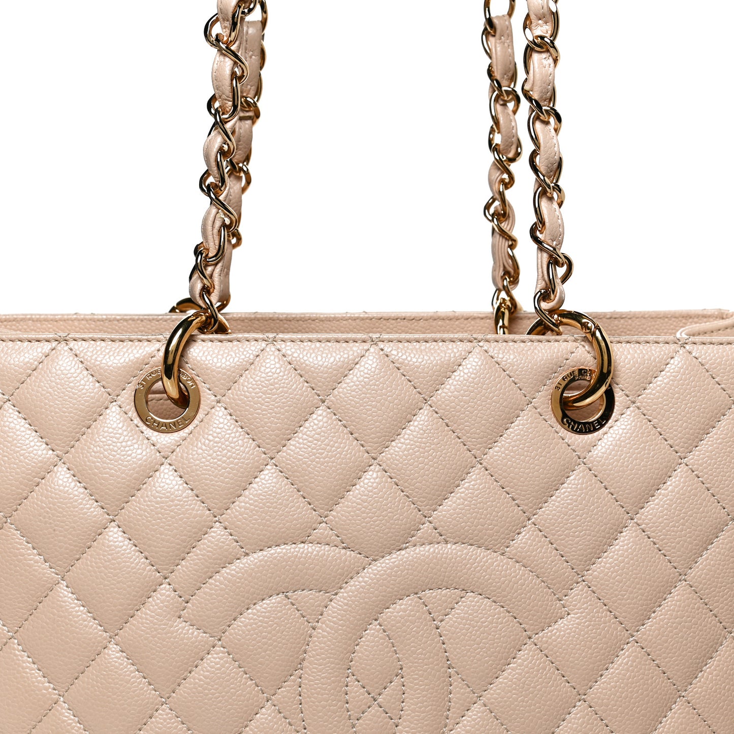 Caviar Quilted Grand Shopping Tote GST Beige Clair