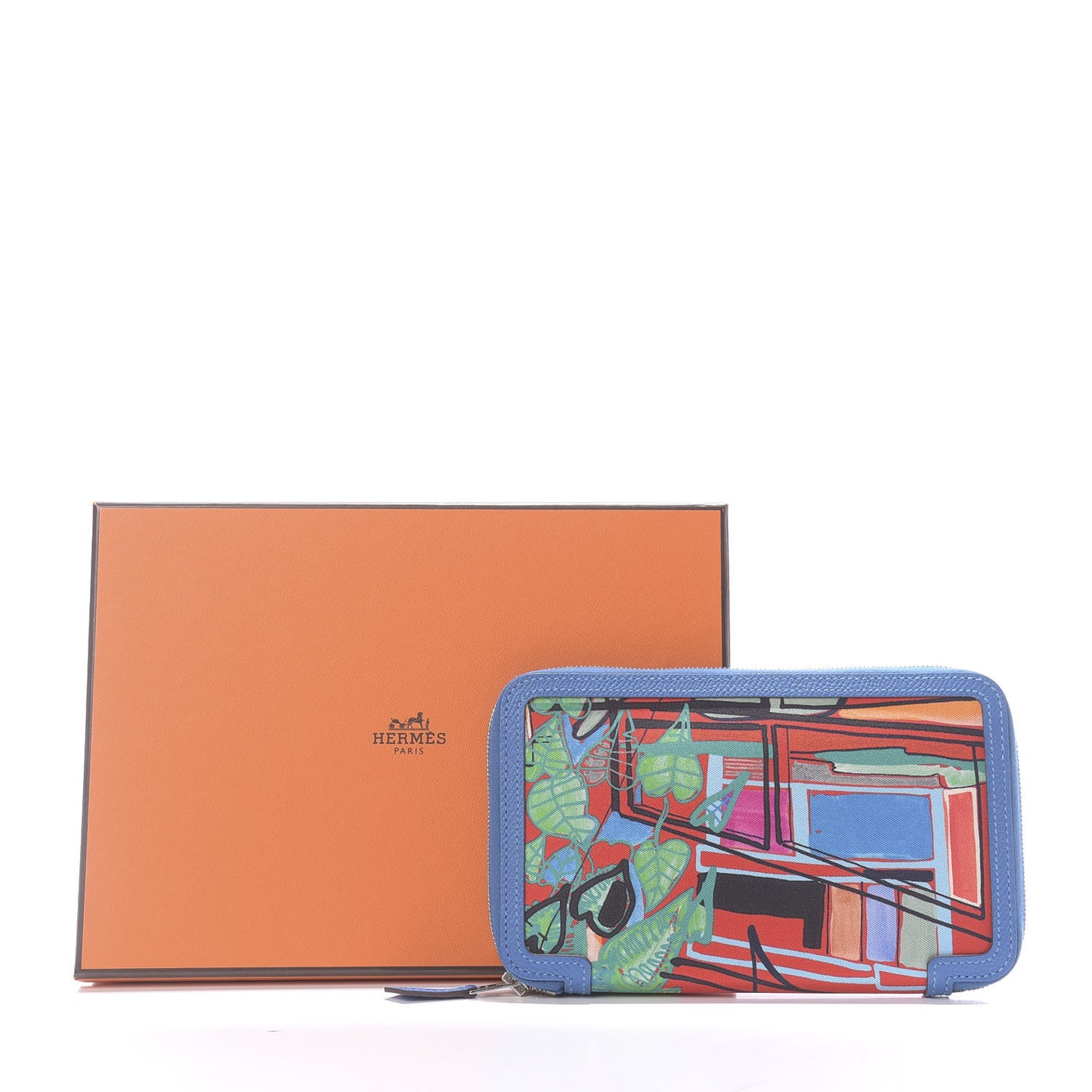 Epsom Printed Silk Tropical Soie-Cool Wallet Rouge Vif Mykonos