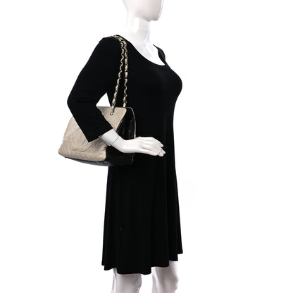 Chanel Metallic Lambskin Quilted Timeless CC Tote White Black 2 of 14
