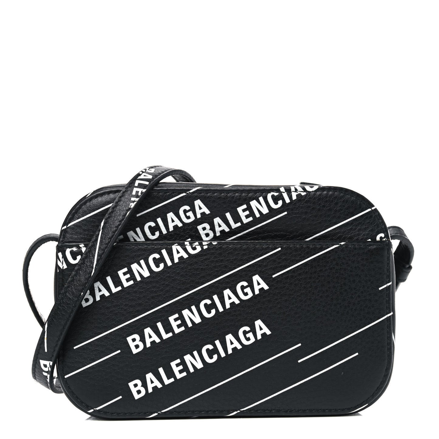 Calfskin Logo Print XS Everyday Camera Bag Black White