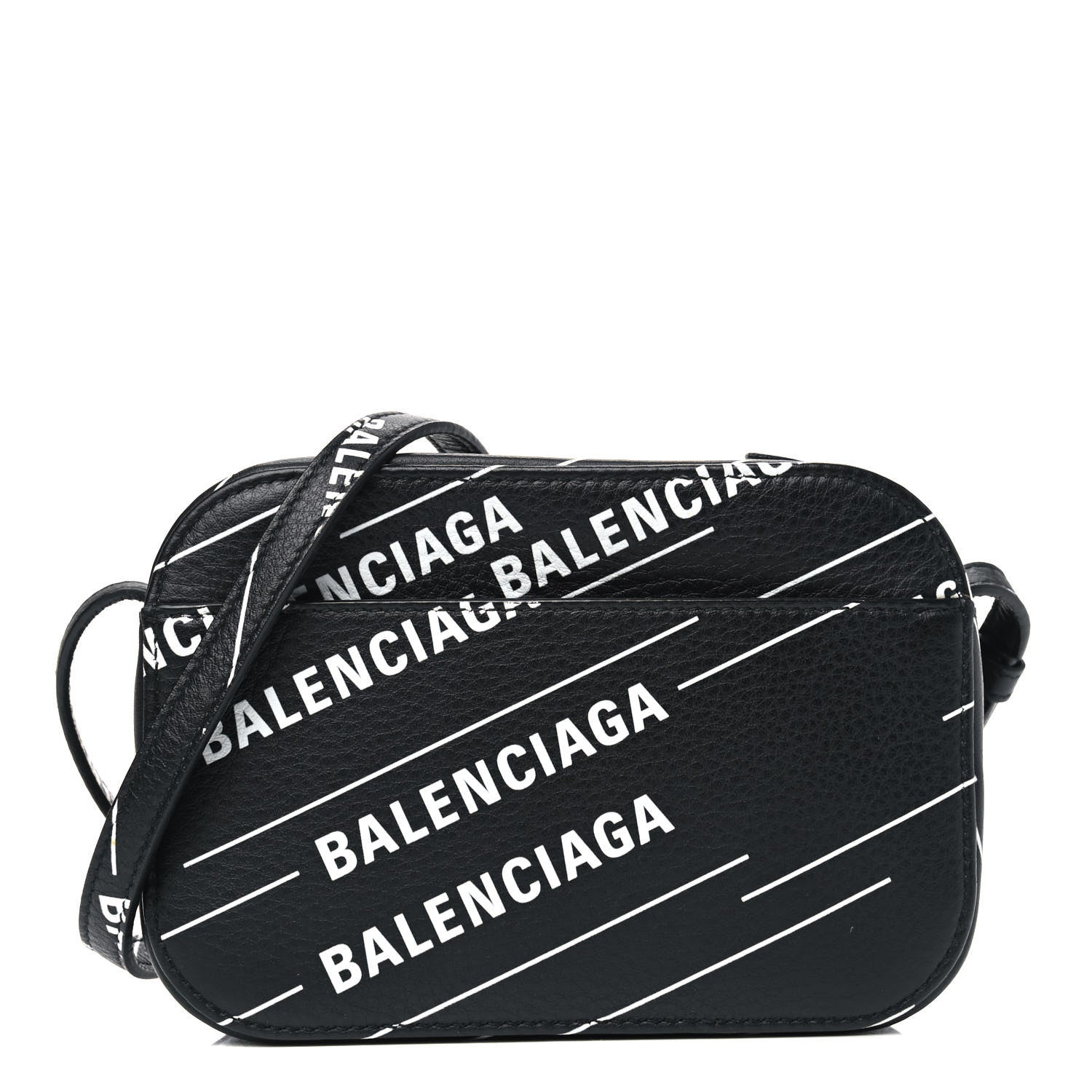 Balenciaga Calfskin Logo Print XS Everyday Camera Bag Black White 1 of 5