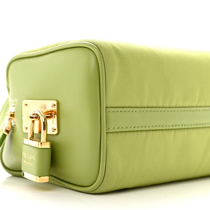 Prada Re-Nylon Vitello Medium Top Handle Bag With Padlock Lawn Green 9 of 11