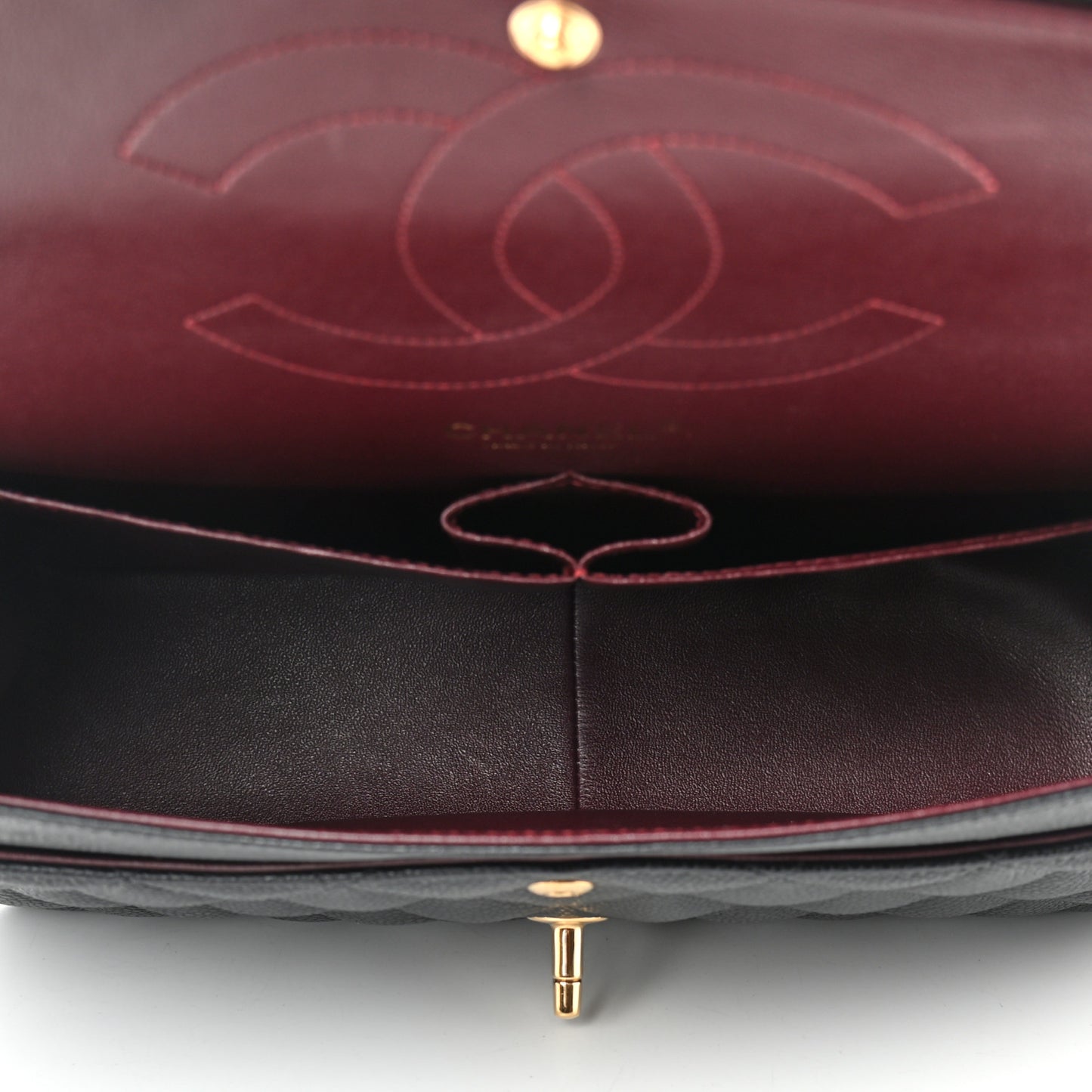 Caviar Quilted Jumbo Double Flap Black