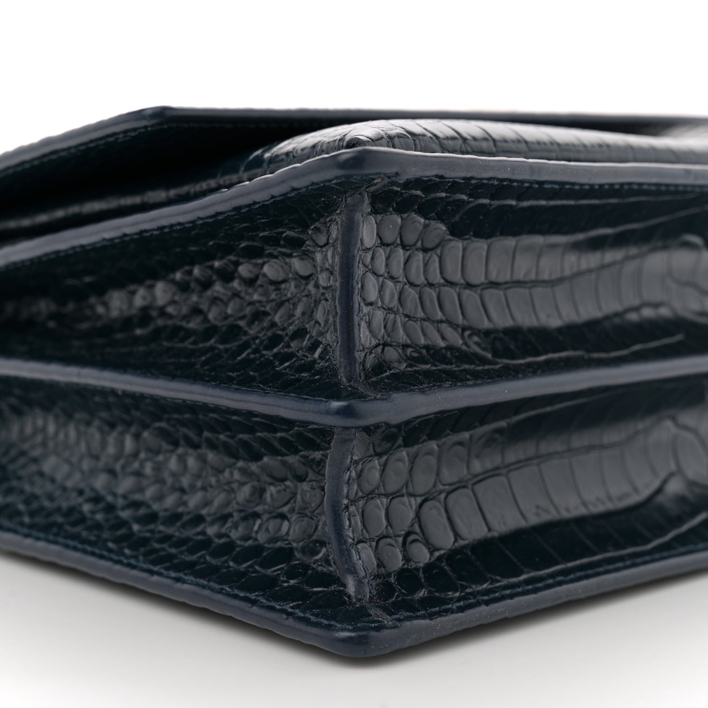 Calfskin Crocodile Embossed Medium Monogram Sunset Navy