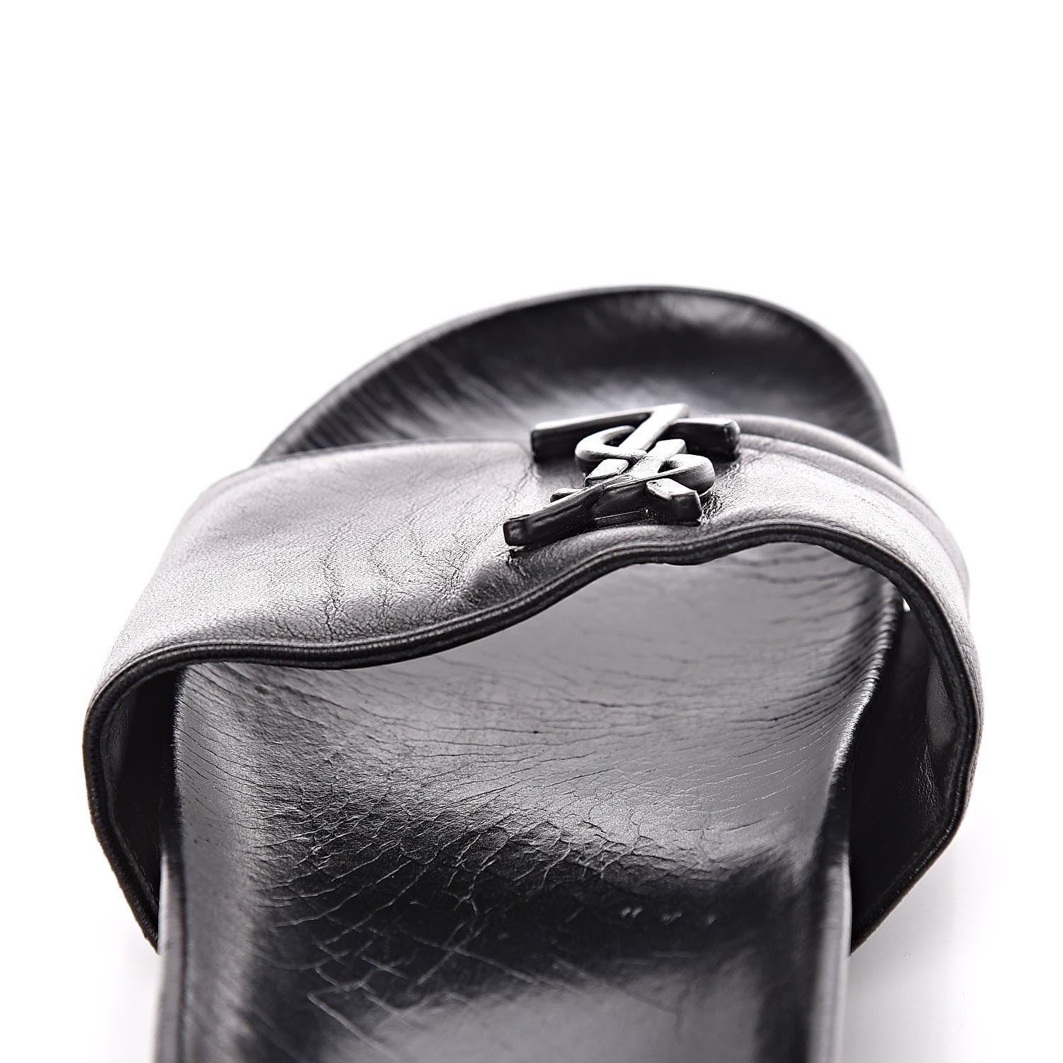 Saint Laurent Lambskin Joan Slide Sandals 39 Black 12 of 14