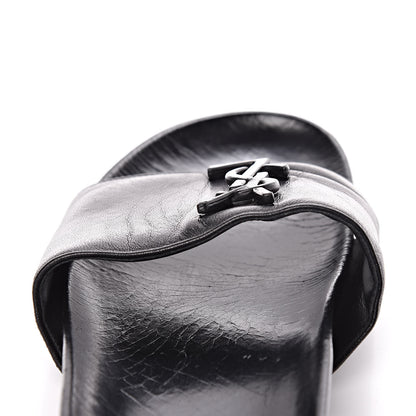 Saint Laurent Lambskin Joan Slide Sandals 39 Black 12 of 14