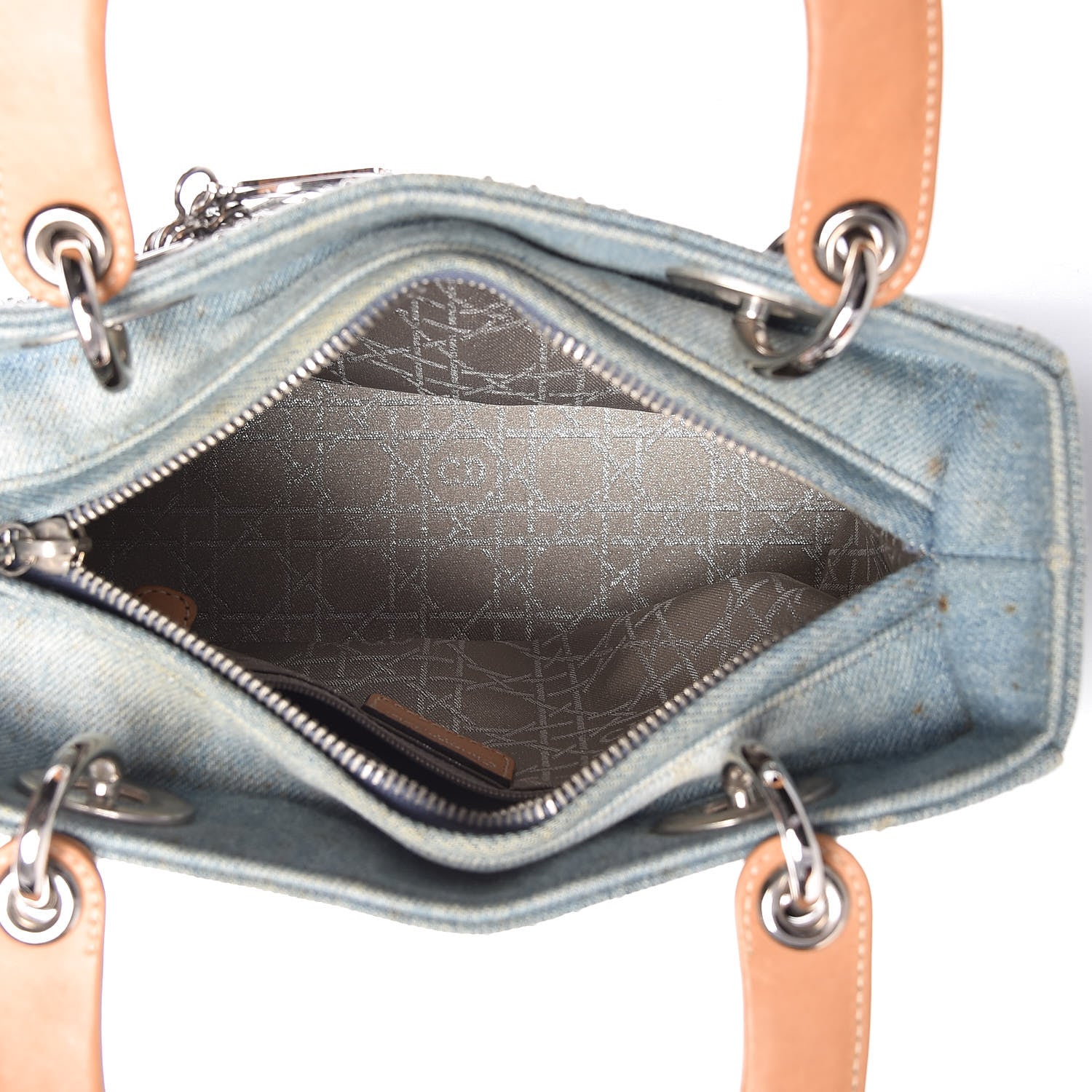 Christian Dior Denim Cannage Studded Medium Lady Dior Blue 5 of 16