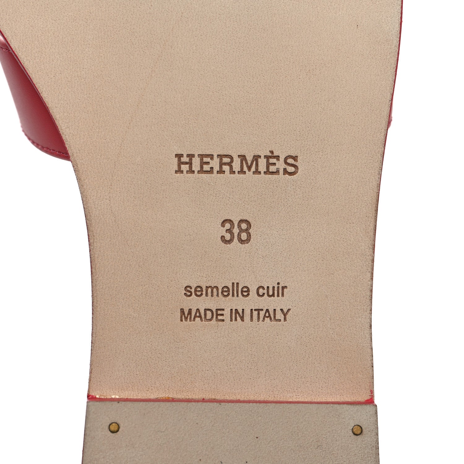 Hermes Calfskin Oran Sandals 38 Rouge Bali 8 of 8