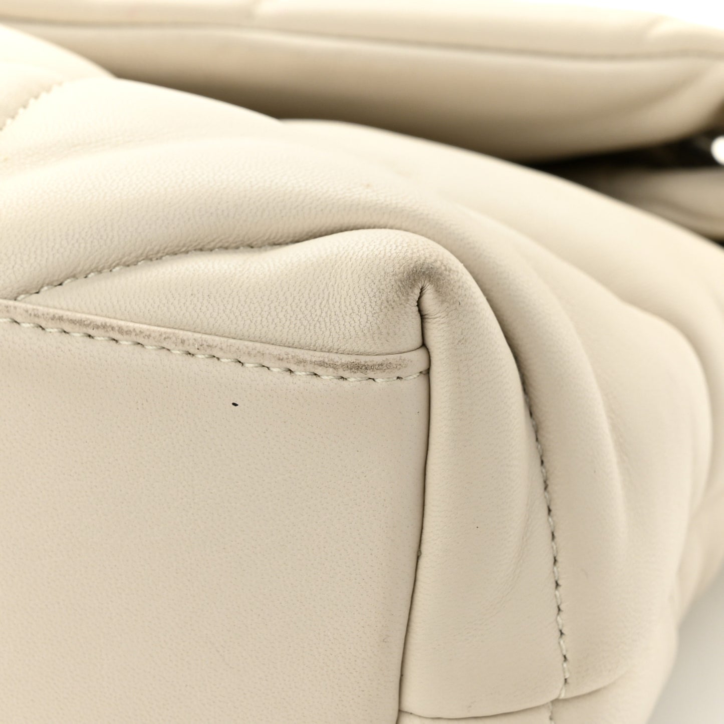 Lambskin Quilted Small Loulou Puffer Monogram Chain Satchel Blanc Vintage