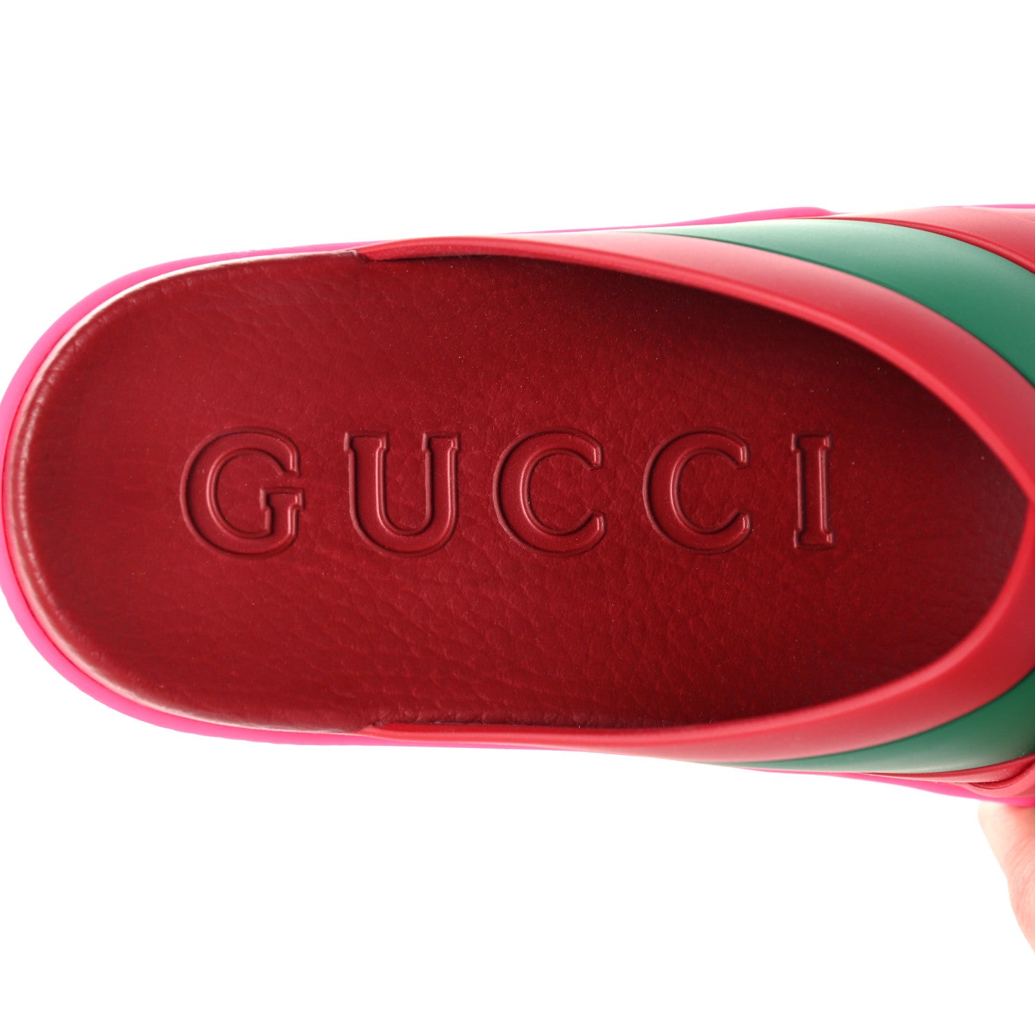 Gucci Rubber Web Womens Criss Cross Slide Sandals 39 Coral New Shamarock 7 of 8