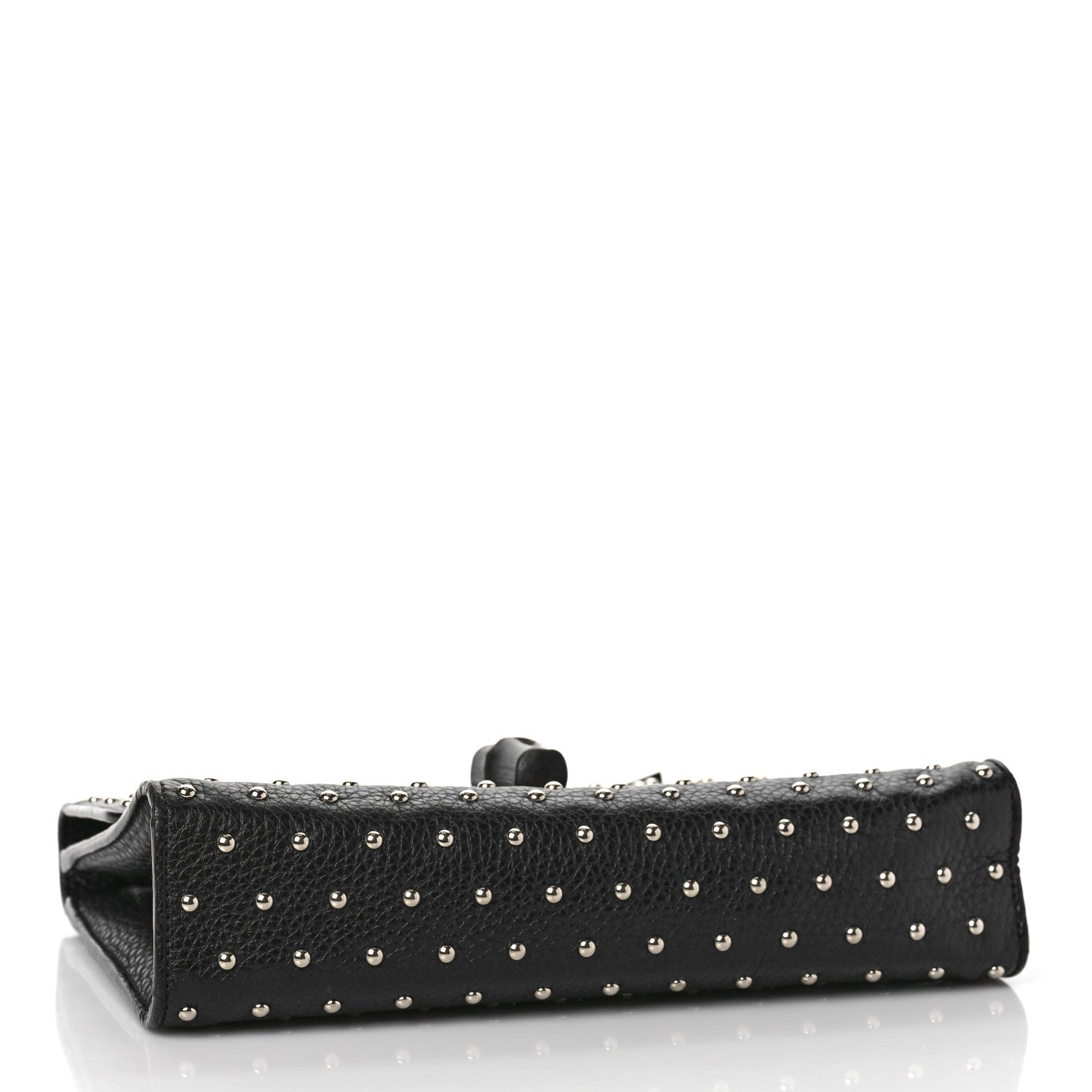 Gucci Calfskin Studded Medium Miss Bamboo Shoulder Bag Black 4 of 14