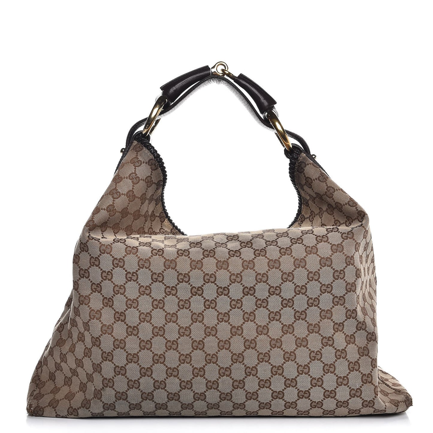 Monogram Large Horsebit Chain Hobo Dark Brown