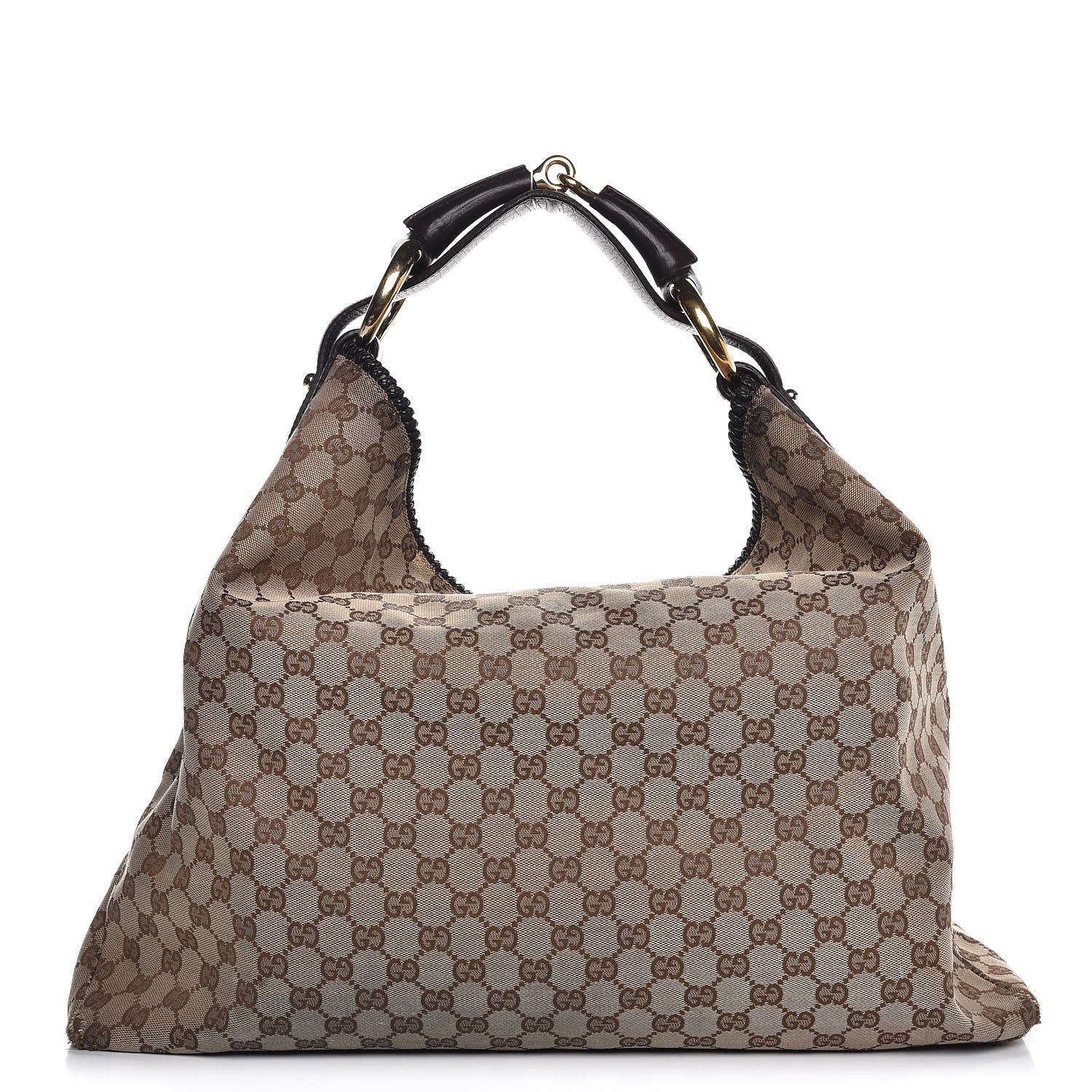Gucci Monogram Large Horsebit Chain Hobo Dark Brown 1 of 11