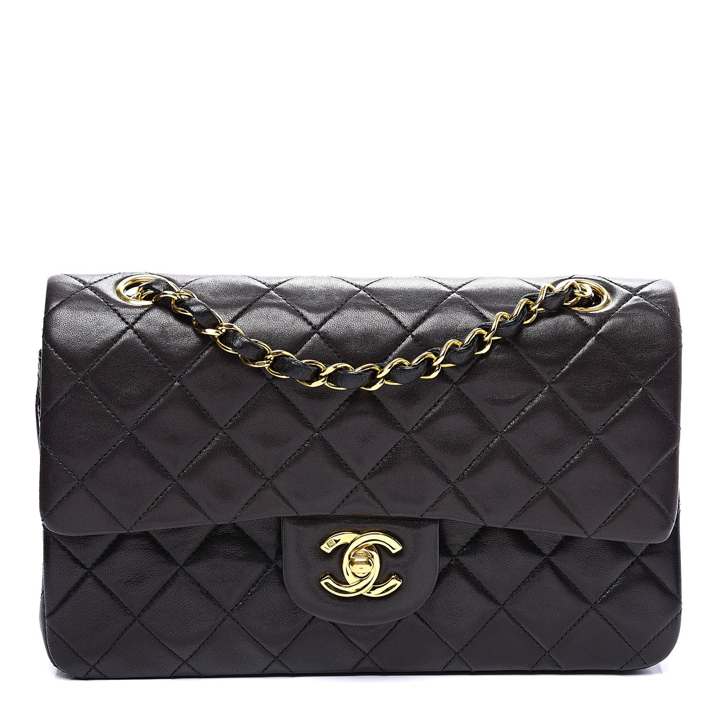 Lambskin Quilted Small Double Flap Black