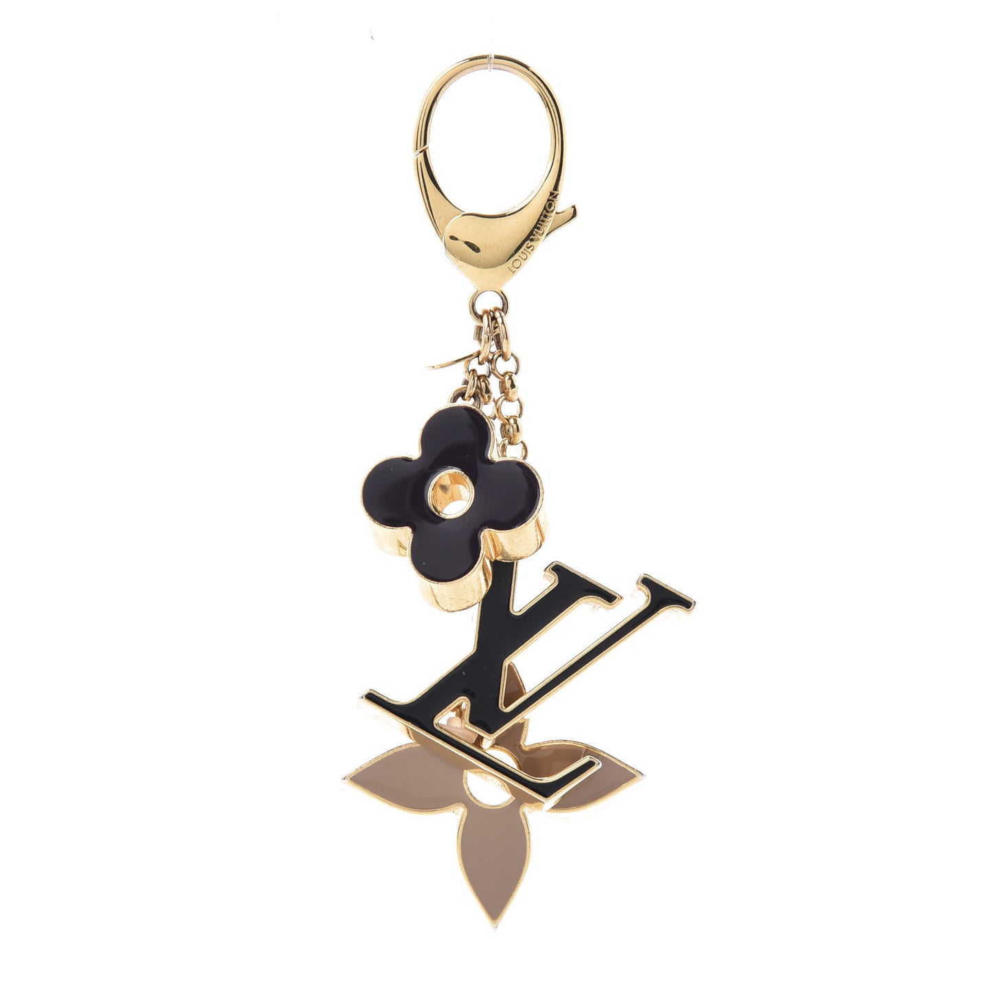 Fleur De Monogram Bag Charm Dore