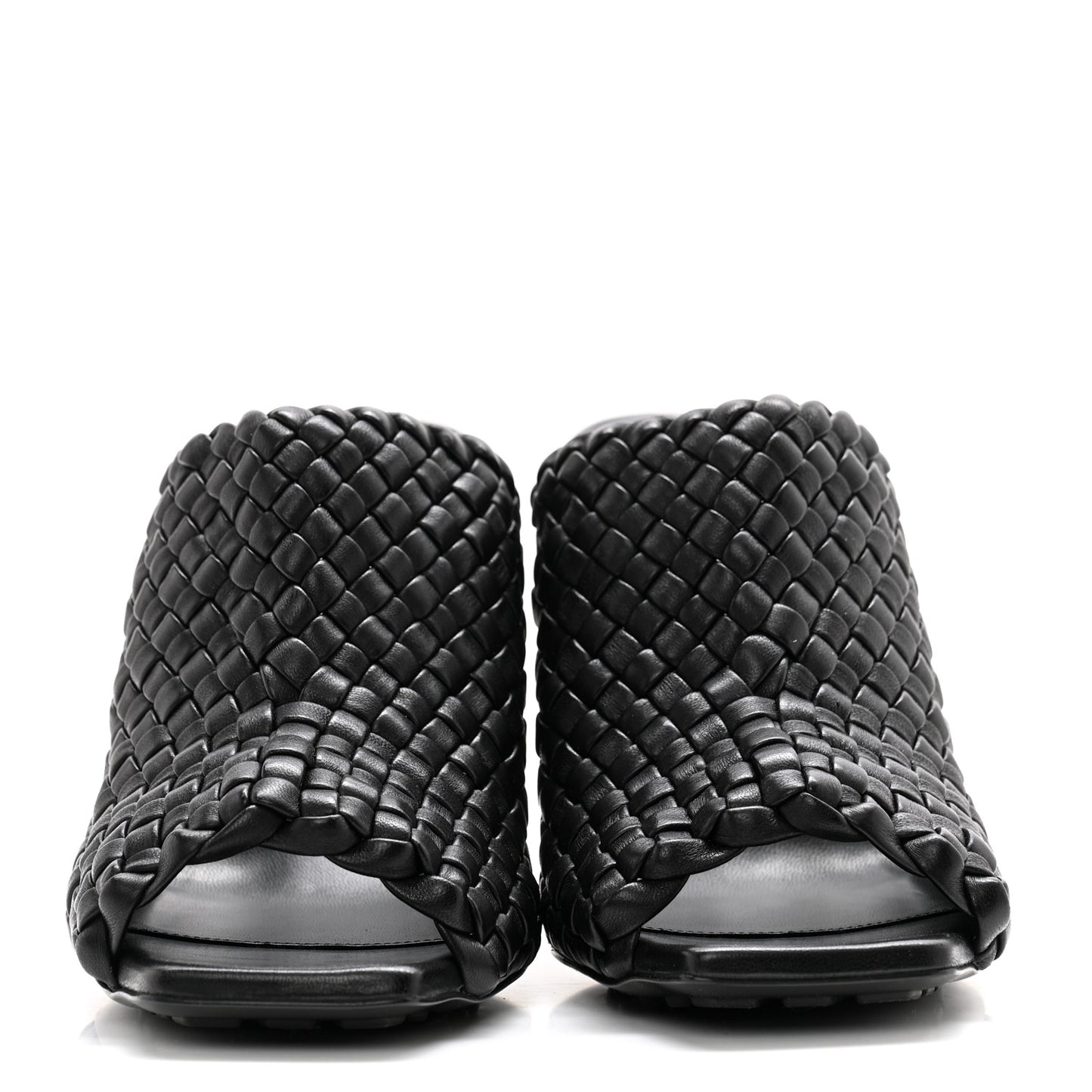 Soft Lambskin Intrecciato High Heel Knot Mules 37 Black