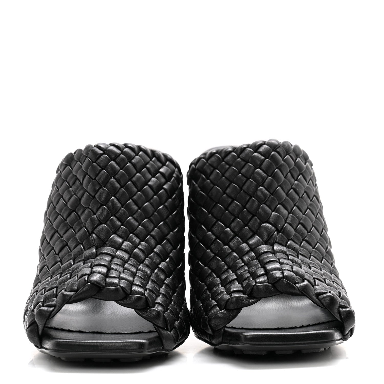 Bottega Veneta Soft Lambskin Intrecciato High Heel Knot Mules 37 Black 2 of 9