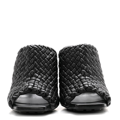 Bottega Veneta Soft Lambskin Intrecciato High Heel Knot Mules 37 Black 2 of 9