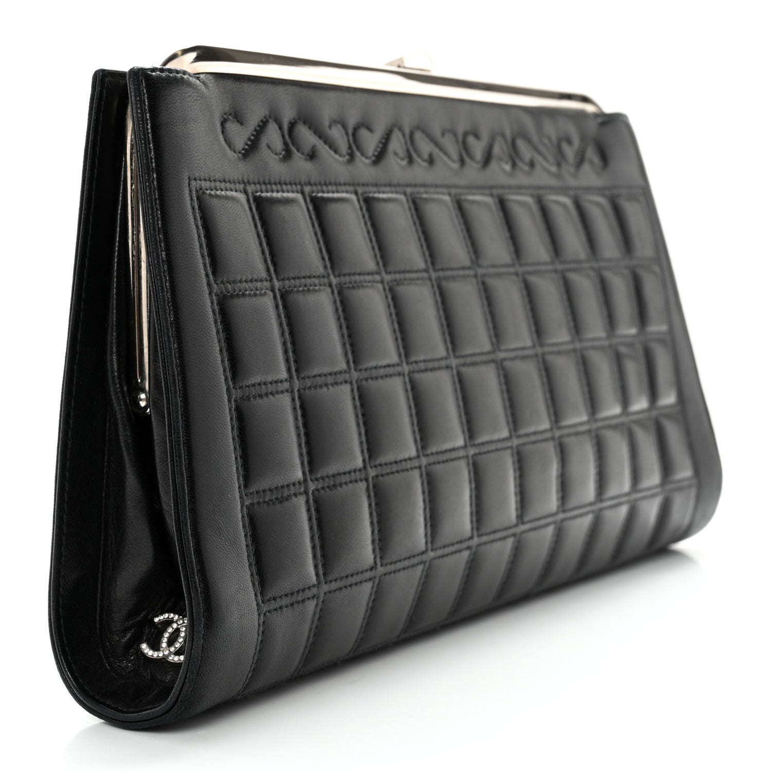 Chanel Lambskin Crystal CC Quilted Clutch Black 4 of 13