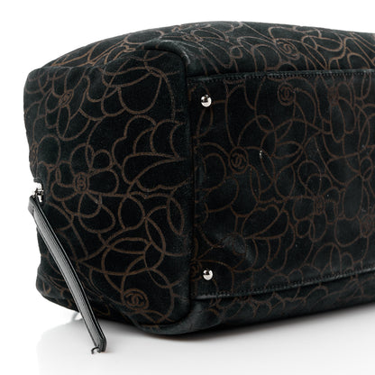Chanel Velvet Camellia Embossed Shoulder Bag Black 10 of 18