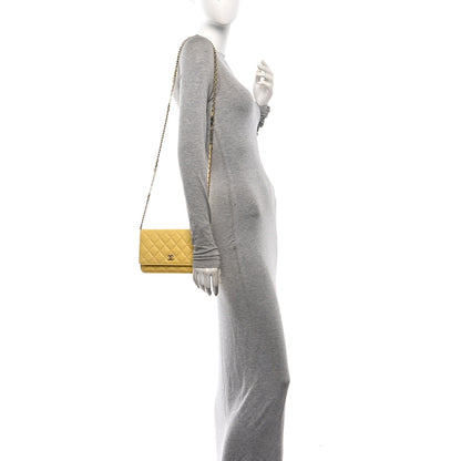Chanel Caviar Quilted Tiny CC Wallet On Chain WOC Yellow 2 of 12