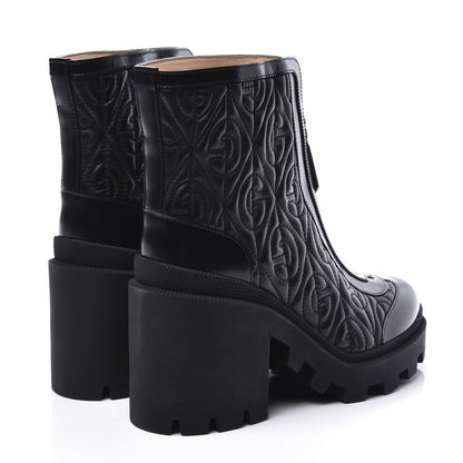 Gucci Calfskin Nappa Rhombus Quilted Trip Ankle Boots 37.5 Black 4 of 11