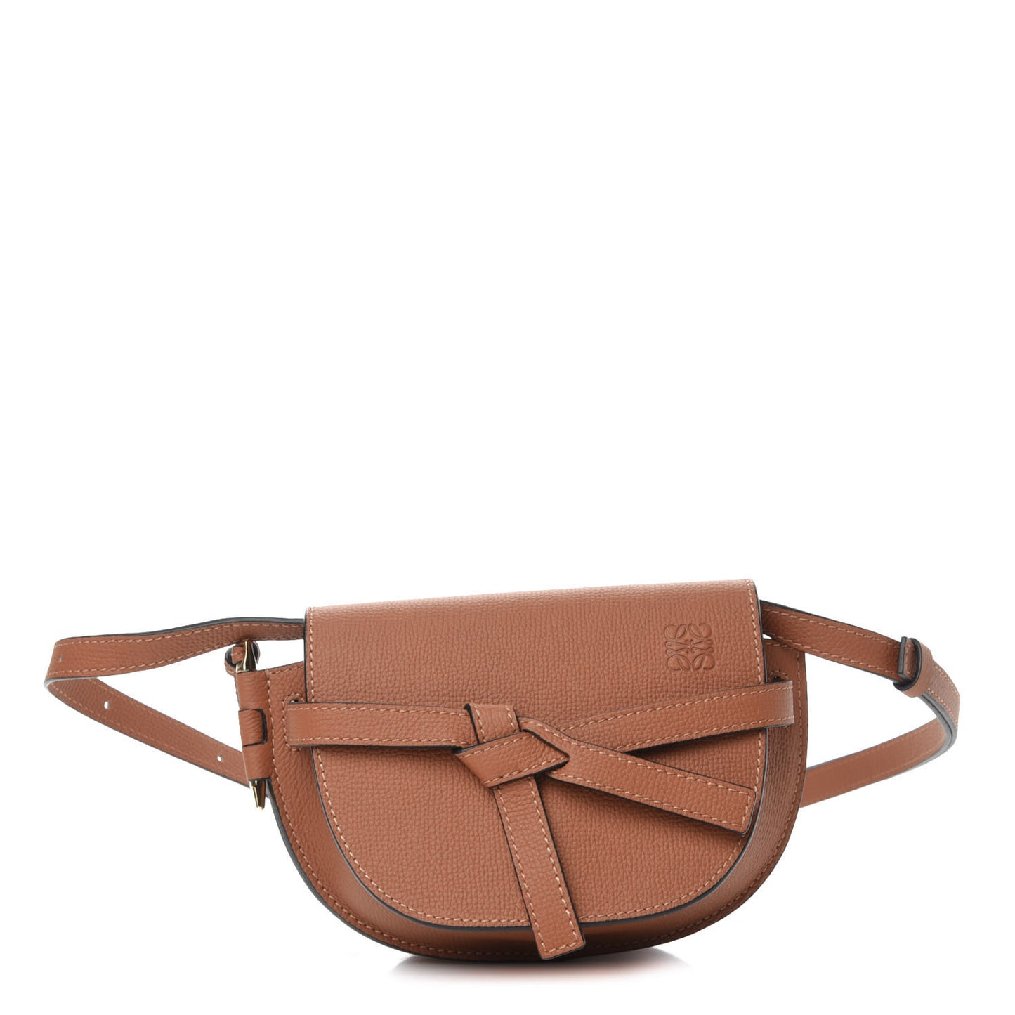 Pebble Grain Calfskin Mini Gate Dual Bag Tan