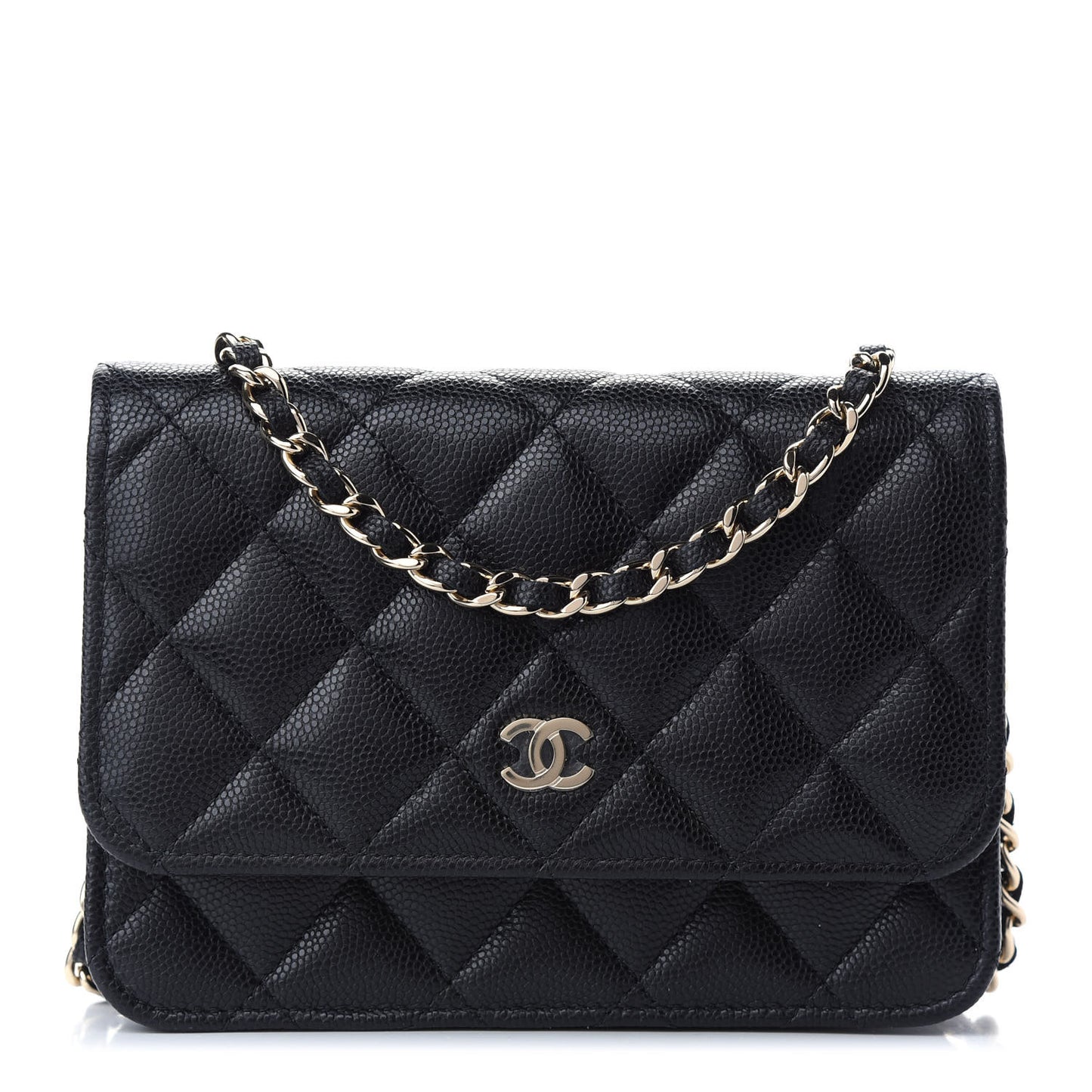 Caviar Quilted Mini Wallet On Chain WOC Black