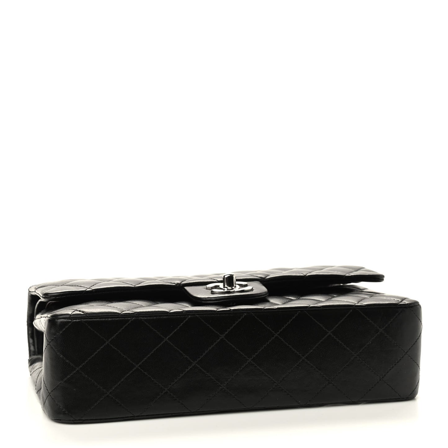Lambskin Quilted Medium Double Flap Black