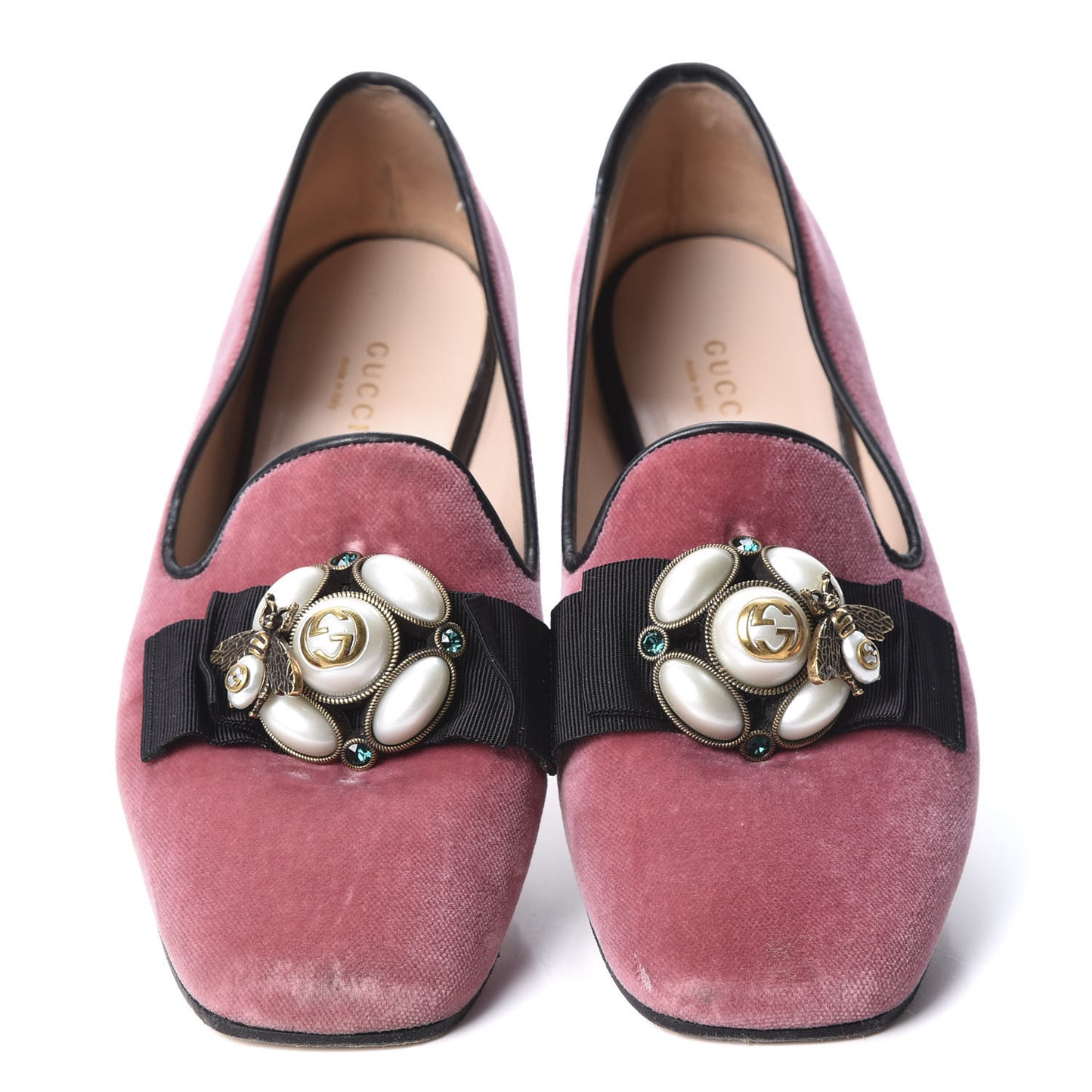 Velvet Etoile Pearl Embellished Loafers 38 Tibet Red