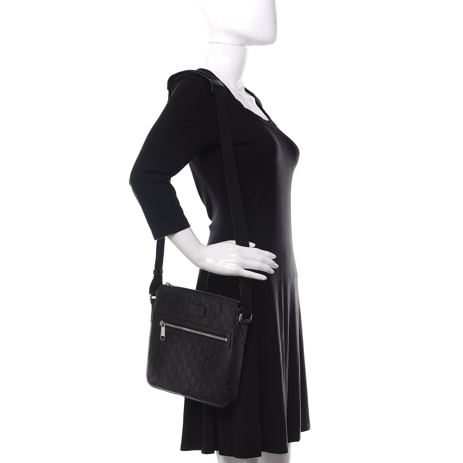 Gucci Guccissima Signature Small Messenger Bag Black 2 of 10