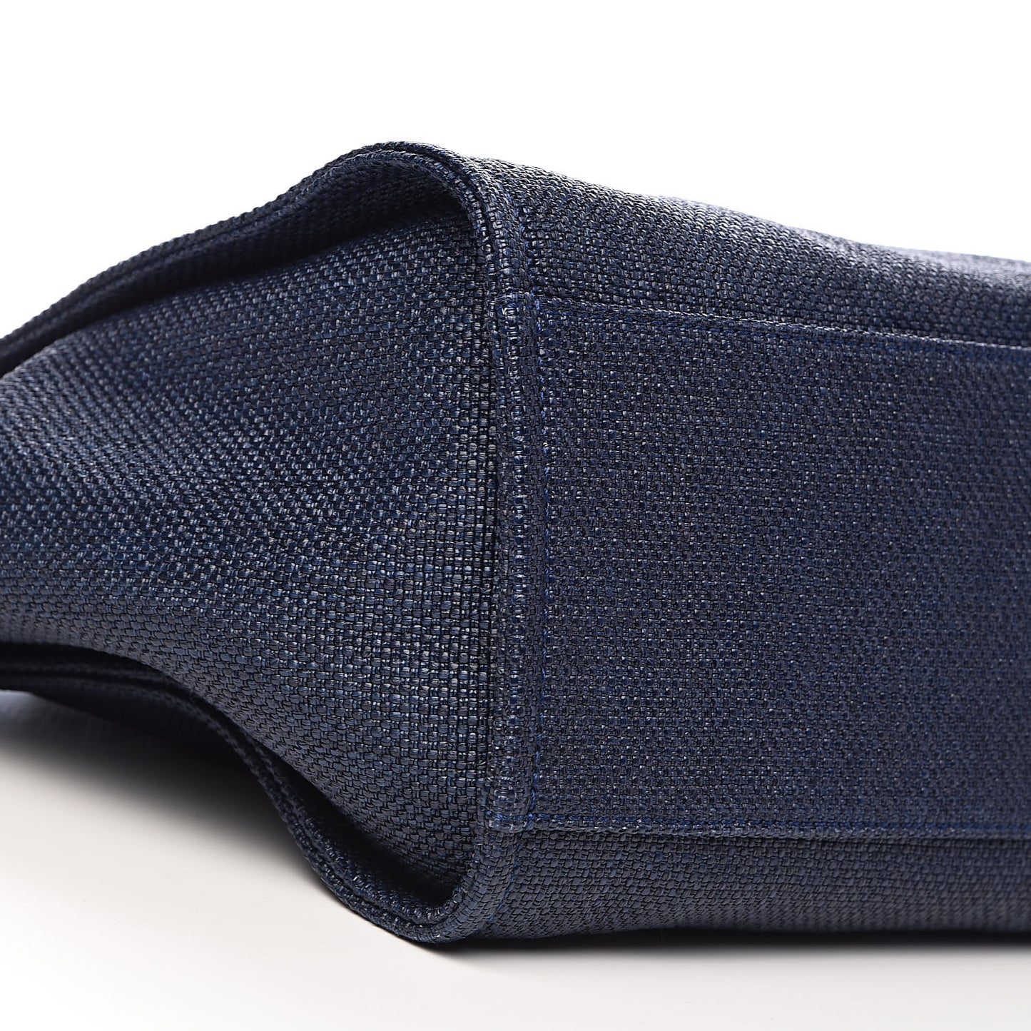 Woven Straw Raffia Large Deauville Tote Dark Blue