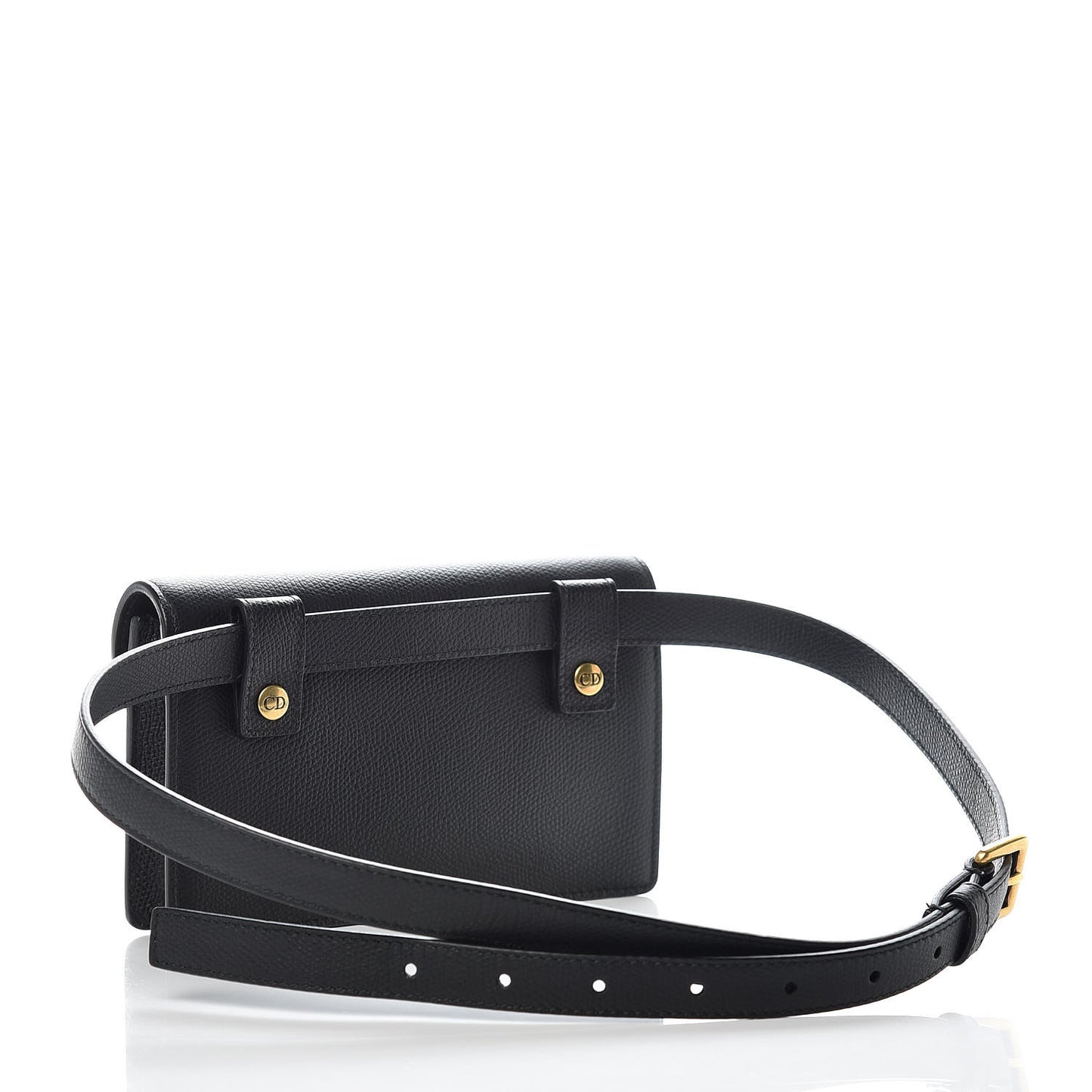 Grained Calfskin Saddle Belt Bag Black