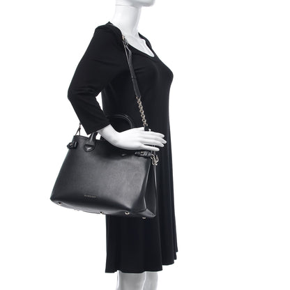 Burberry Smooth Calfskin Medium Chain Banner Tote Black 2 of 9