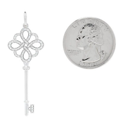 Tiffany 18K White Gold Diamond Knot Key Pendant 2 of 3