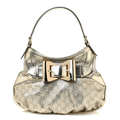 Gucci Metallic Guccissima Queen Bow Hobo Platinum 1 of 14