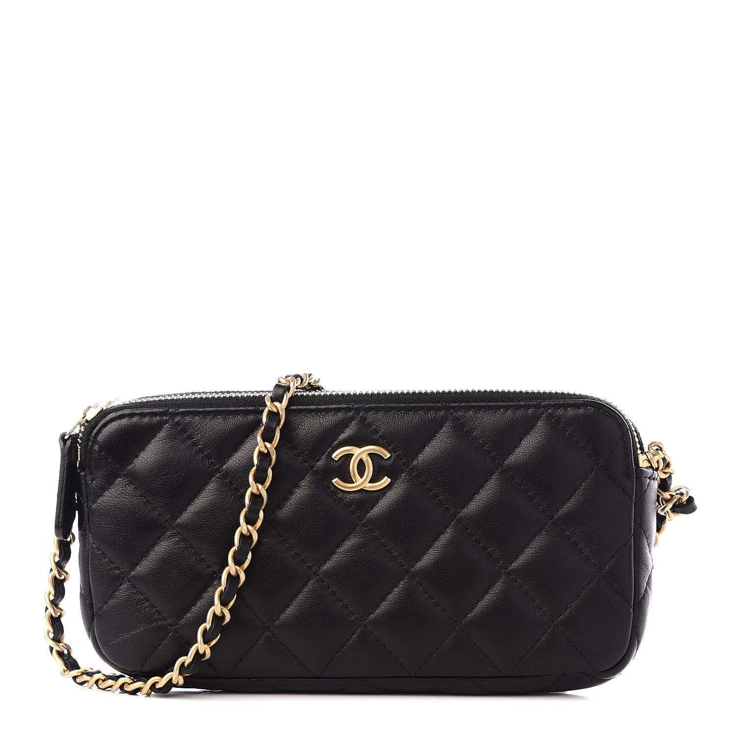 Chanel Lambskin Quilted Small Clutch With Chain Black 1 of 9