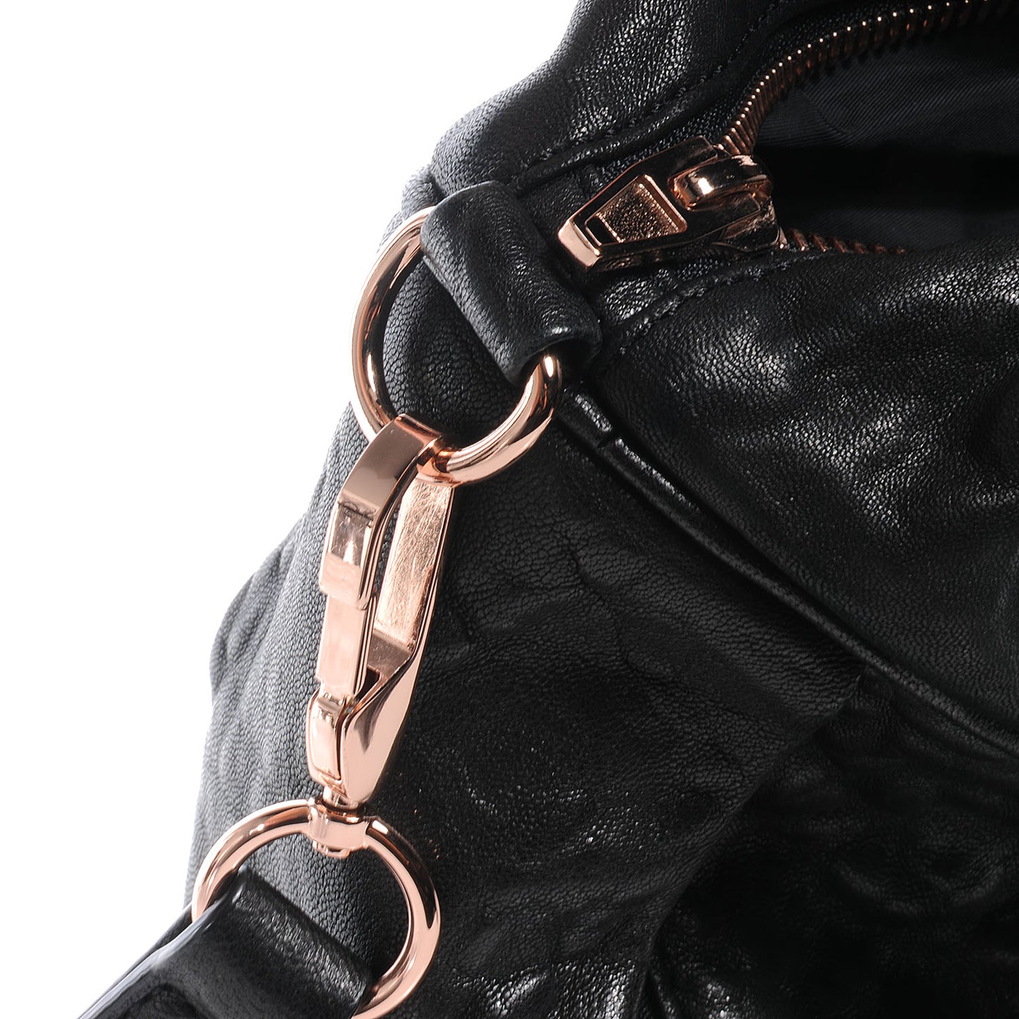 Leather Rocco w Rose Gold Hardware Black