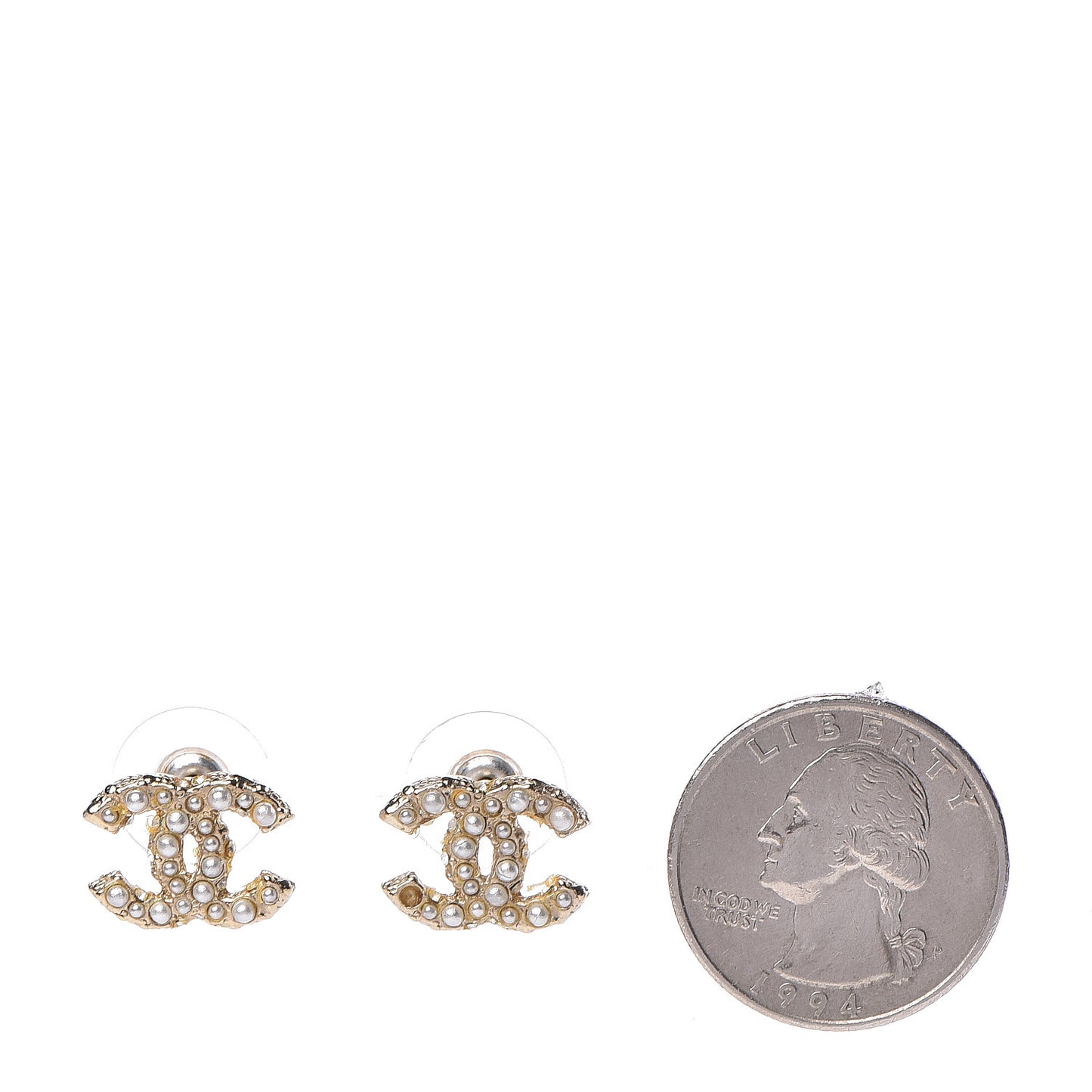 Pearl Crystal CC Earrings Light Gold