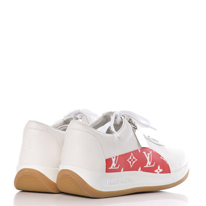 Louis Vuitton X SUPREME Calfskin Monogram Sneakers 9.5 White Red 4 of 8