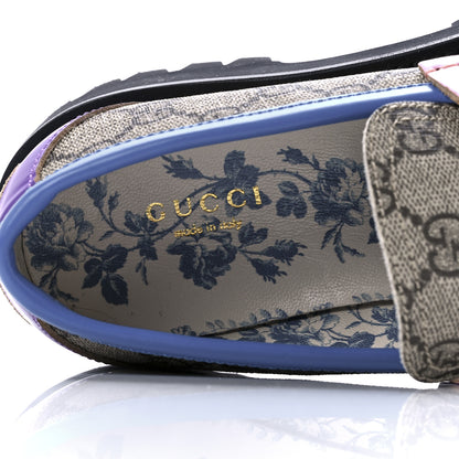 Gucci GG Supreme Monogram Cordovan Lux Womens Harald Horsebit 25mm Platform Loafers 37 Beige Sugar Pink Crop Shine Purple Marine 7 of 8