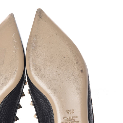 Valentino Garavani Pebbled Calfskin Rockstud Ballerina Flats 35.5 Black 15 of 18