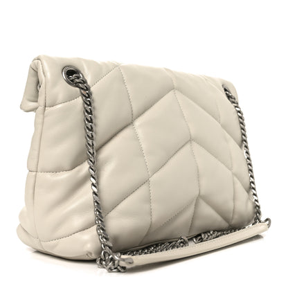 Saint Laurent Lambskin Quilted Small Loulou Puffer Monogram Chain Satchel Blanc Vintage 3 of 10